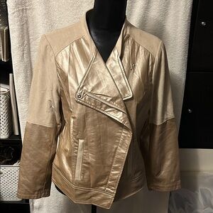 Chico’s NWT Champagne Faux leather jacket